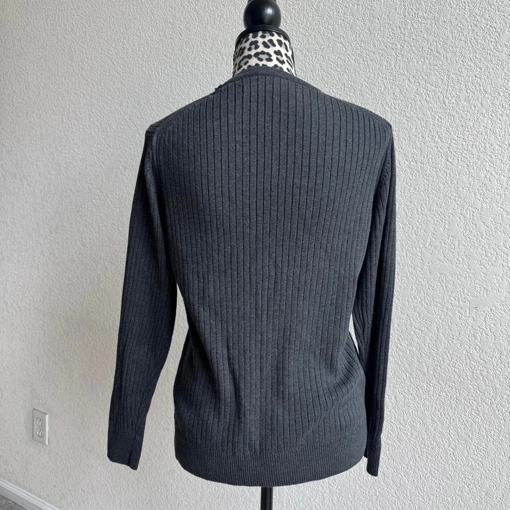Perry Ellis gray ribbed knit cotton & rayon sweater in a L